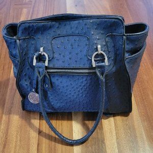 London Fog Blue Ostrich Faux Leather Tote Purse
